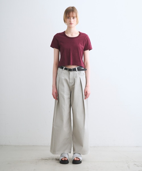three dots(スリードッツ)の「オーガニックスラブ ジェシカ(Tシャツ/カットソー・レディース・バーガンディー/ブルー系その他/ピンク系その他/イエロー系その他/ホワイト・S/M)」の9枚目の写真