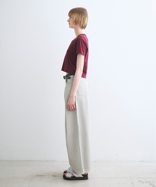 three dots(スリードッツ)の「オーガニックスラブ ジェシカ(Tシャツ/カットソー・レディース・バーガンディー/ブルー系その他/ピンク系その他/イエロー系その他/ホワイト・S/M)」の8枚目の写真
