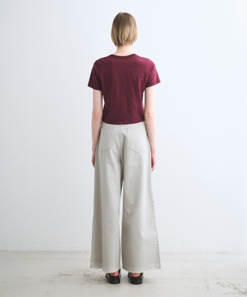 three dots(スリードッツ)の「オーガニックスラブ ジェシカ(Tシャツ/カットソー・レディース・バーガンディー/ブルー系その他/ピンク系その他/イエロー系その他/ホワイト・S/M)」の7枚目の写真
