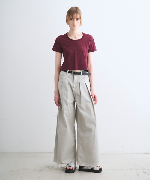 three dots(スリードッツ)の「オーガニックスラブ ジェシカ(Tシャツ/カットソー・レディース・バーガンディー/ブルー系その他/ピンク系その他/イエロー系その他/ホワイト・S/M)」の11枚目の写真
