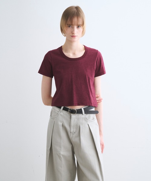 three dots(スリードッツ)の「オーガニックスラブ ジェシカ(Tシャツ/カットソー・レディース・バーガンディー/ブルー系その他/ピンク系その他/イエロー系その他/ホワイト・S/M)」の13枚目の写真