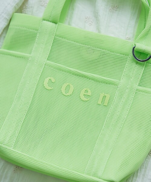 coen(コーエン)の「coen(コーエン)ロゴメッシュシアートート(Mサイズ)(トートバッグ・レディース・ライム/コバルトブルー/ブラック/シャーベット・FREE)」の13枚目の写真
