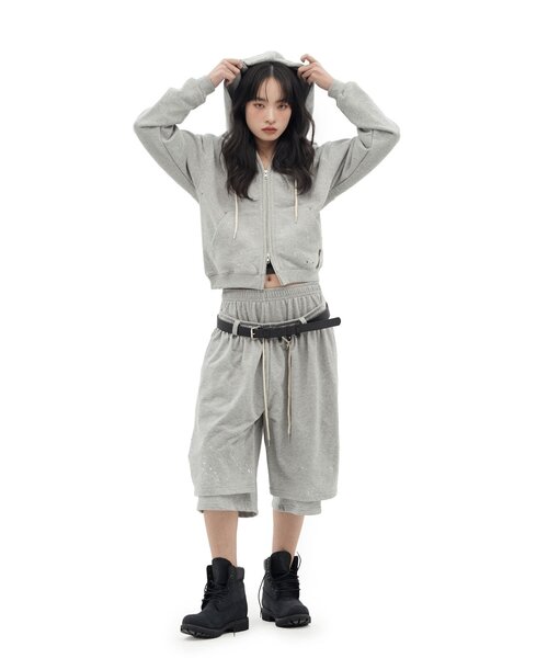 CIAOPANIC（チャオパニック）の「【DEFGARMENTS/デフガーメンツ】PAINTING BRUSHED BURMUDA SHORTS（その他パンツ・レディース・グレー/ブラック・LARGE/SMALL）」の11枚目の写真