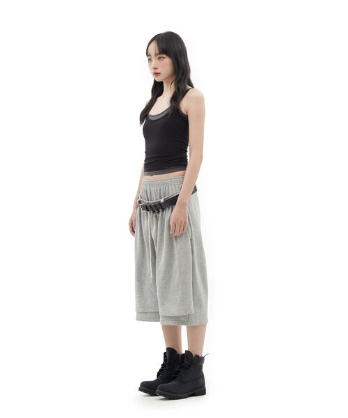 CIAOPANIC（チャオパニック）の「【DEFGARMENTS/デフガーメンツ】PAINTING BRUSHED BURMUDA SHORTS（その他パンツ・レディース・グレー/ブラック・LARGE/SMALL）」の13枚目の写真