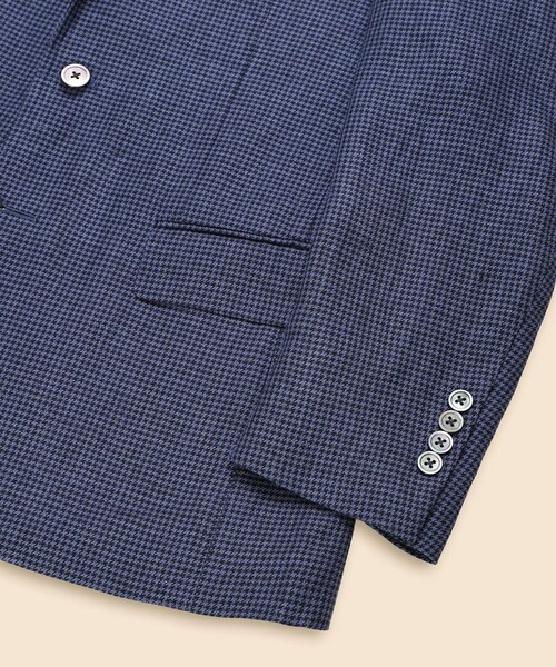 BROOKS BROTHERS(ブルックスブラザーズ)の「アイリッシュリネン ハウンドトゥース シングル2釦アンコンジャケット Classic(テーラードジャケット・メンズ・ネイビー/ブラウン・38SHT/39SHT/42SHT/40SHT)」の4枚目の写真