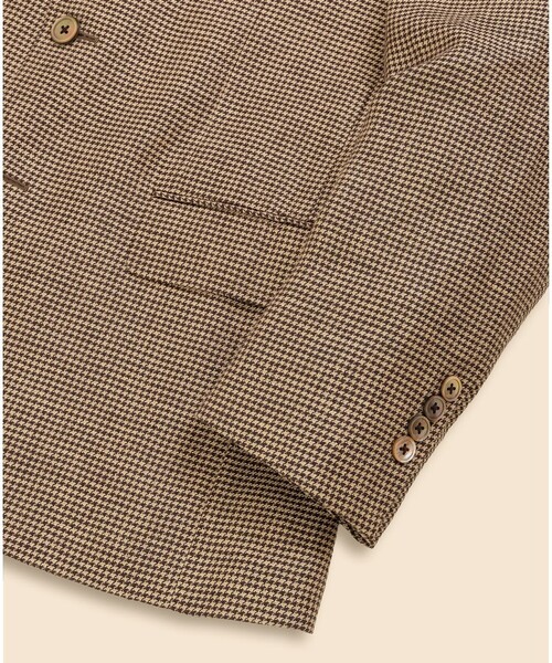 BROOKS BROTHERS(ブルックスブラザーズ)の「アイリッシュリネン ハウンドトゥース シングル2釦アンコンジャケット Classic(テーラードジャケット・メンズ・ネイビー/ブラウン・38SHT/39SHT/42SHT/40SHT)」の9枚目の写真