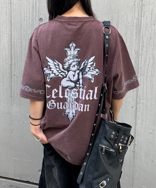 lilful(リルフル)の「【26年春夏新作】ヴィンテージ加工 エンジェルクロス リフレクタープリントTシャツ(Tシャツ/カットソー・メンズ・ブラウン/ブラック/ブルー・M/L)」の11枚目の写真