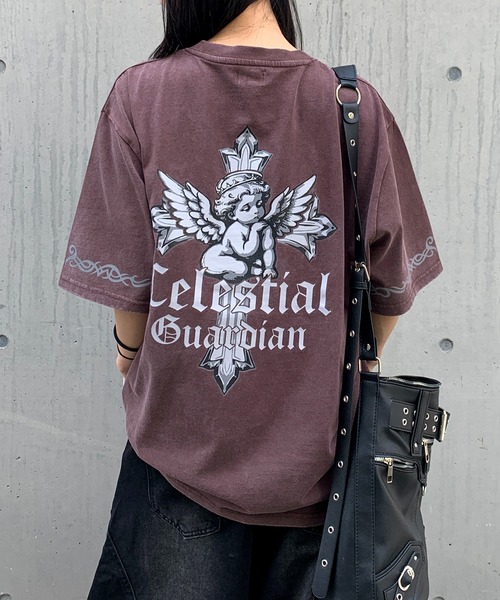 lilful(リルフル)の「【26年春夏新作】ヴィンテージ加工 エンジェルクロス リフレクタープリントTシャツ(Tシャツ/カットソー・メンズ・ブラウン/ブラック/ブルー・M/L)」の12枚目の写真