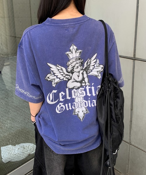 lilful(リルフル)の「【26年春夏新作】ヴィンテージ加工 エンジェルクロス リフレクタープリントTシャツ(Tシャツ/カットソー・メンズ・ブラウン/ブラック/ブルー・M/L)」の9枚目の写真