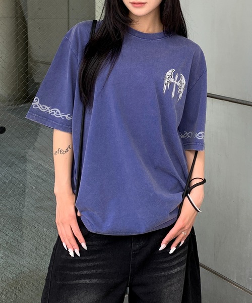 lilful(リルフル)の「【26年春夏新作】ヴィンテージ加工 エンジェルクロス リフレクタープリントTシャツ(Tシャツ/カットソー・メンズ・ブラウン/ブラック/ブルー・M/L)」の14枚目の写真