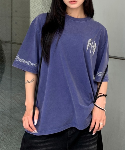 lilful(リルフル)の「【26年春夏新作】ヴィンテージ加工 エンジェルクロス リフレクタープリントTシャツ(Tシャツ/カットソー・メンズ・ブラウン/ブラック/ブルー・M/L)」の8枚目の写真