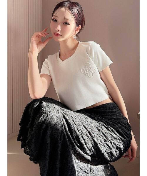 RESEXXY(リゼクシー)の「エンボスロゴクロップドTシャツ(Tシャツ/カットソー・レディース・ミント/ブラック/ホワイト・FREE)」の10枚目の写真