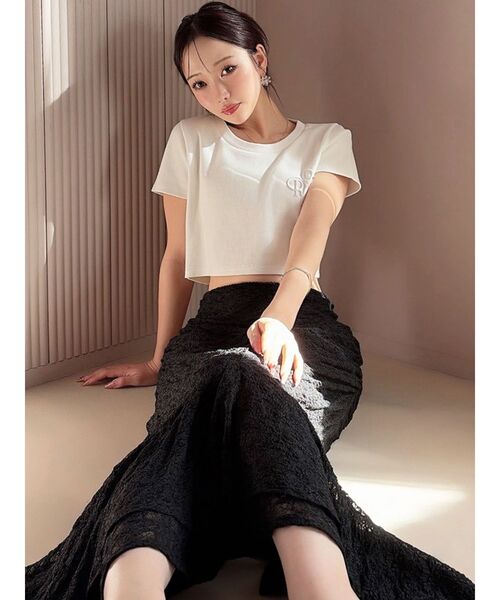 RESEXXY(リゼクシー)の「エンボスロゴクロップドTシャツ(Tシャツ/カットソー・レディース・ミント/ブラック/ホワイト・FREE)」の11枚目の写真