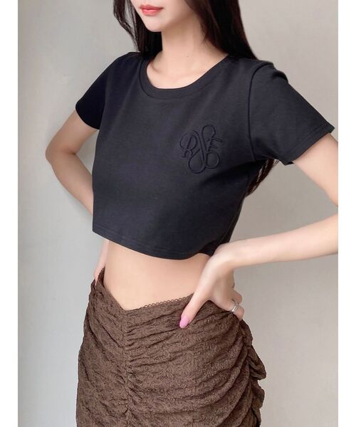 RESEXXY(リゼクシー)の「エンボスロゴクロップドTシャツ(Tシャツ/カットソー・レディース・ミント/ブラック/ホワイト・FREE)」の14枚目の写真