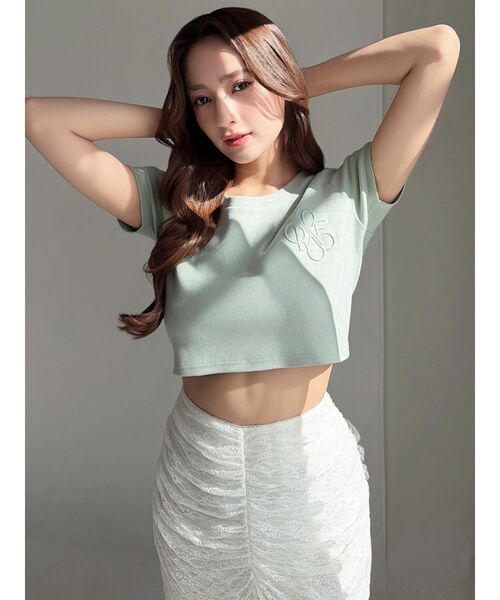 RESEXXY(リゼクシー)の「エンボスロゴクロップドTシャツ(Tシャツ/カットソー・レディース・ミント/ブラック/ホワイト・FREE)」の18枚目の写真