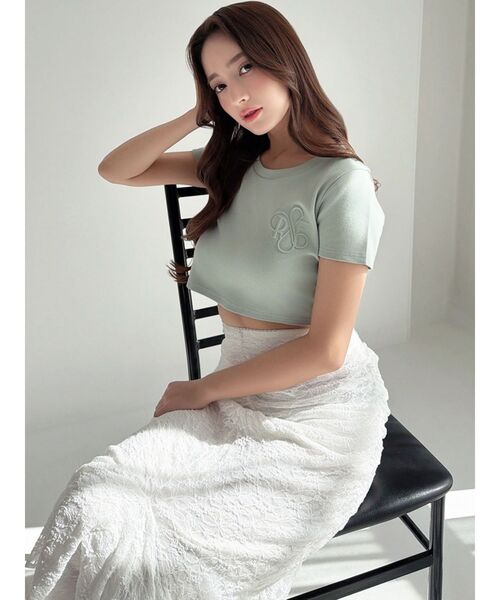 RESEXXY(リゼクシー)の「エンボスロゴクロップドTシャツ(Tシャツ/カットソー・レディース・ミント/ブラック/ホワイト・FREE)」の13枚目の写真