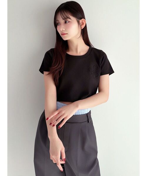 RESEXXY(リゼクシー)の「エンボスロゴクロップドTシャツ(Tシャツ/カットソー・レディース・ミント/ブラック/ホワイト・FREE)」の21枚目の写真
