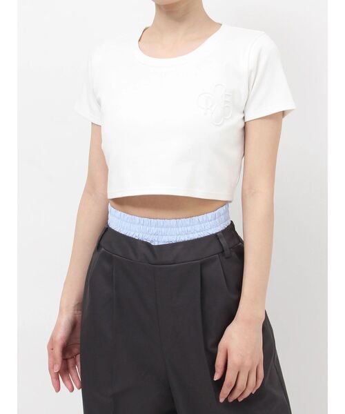 RESEXXY(リゼクシー)の「エンボスロゴクロップドTシャツ(Tシャツ/カットソー・レディース・ミント/ブラック/ホワイト・FREE)」の10枚目の写真