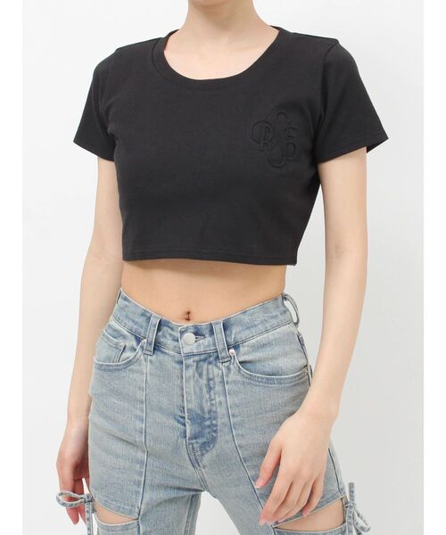 RESEXXY(リゼクシー)の「エンボスロゴクロップドTシャツ(Tシャツ/カットソー・レディース・ミント/ブラック/ホワイト・FREE)」の11枚目の写真