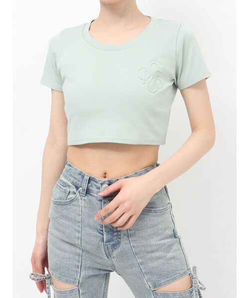 RESEXXY(リゼクシー)の「エンボスロゴクロップドTシャツ(Tシャツ/カットソー・レディース・ミント/ブラック/ホワイト・FREE)」の12枚目の写真