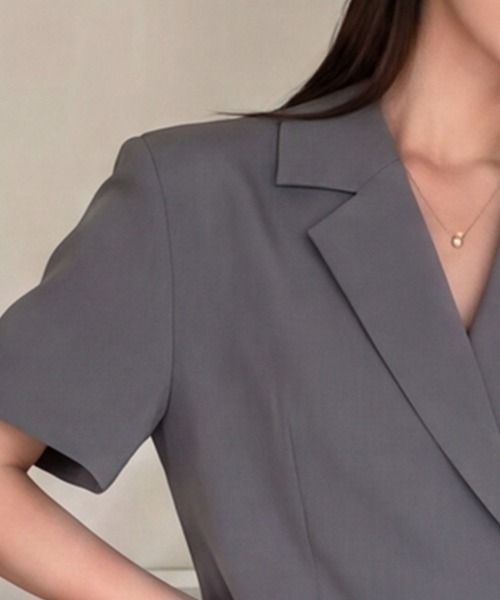 DRESS PLUS（ドレスプラス）の「セットアップ スーツ ジャケット ワイドパンツ（セットアップ・レディース・チャコール/アイボリー/ブラック・M/L）」の15枚目の写真