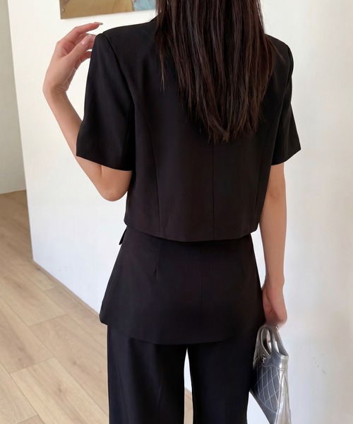DRESS PLUS（ドレスプラス）の「セットアップ スーツ ジャケット ワイドパンツ（セットアップ・レディース・チャコール/アイボリー/ブラック・M/L）」の21枚目の写真
