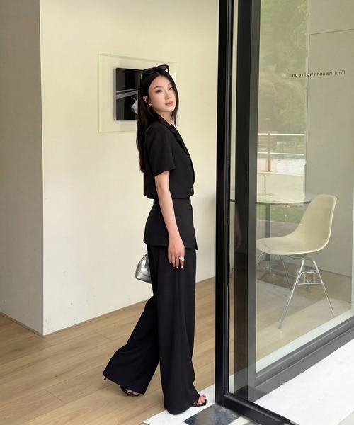 DRESS PLUS（ドレスプラス）の「セットアップ スーツ ジャケット ワイドパンツ（セットアップ・レディース・チャコール/アイボリー/ブラック・M/L）」の22枚目の写真