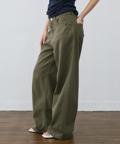 Rohwel（ローウェル）の「Back Belt Wide Pants / バックベルトワイドパンツ（チノパンツ・レディース・ベージュ/カーキ・MEDIUM/SMALL）」の12枚目の写真