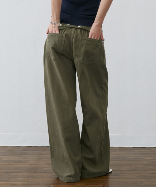 Rohwel（ローウェル）の「Back Belt Wide Pants / バックベルトワイドパンツ（チノパンツ・レディース・ベージュ/カーキ・MEDIUM/SMALL）」の13枚目の写真
