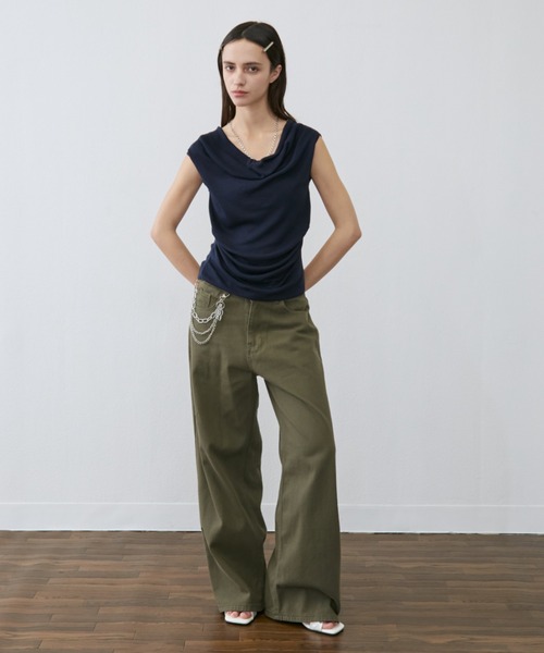 Rohwel（ローウェル）の「Back Belt Wide Pants / バックベルトワイドパンツ（チノパンツ・レディース・ベージュ/カーキ・MEDIUM/SMALL）」の15枚目の写真
