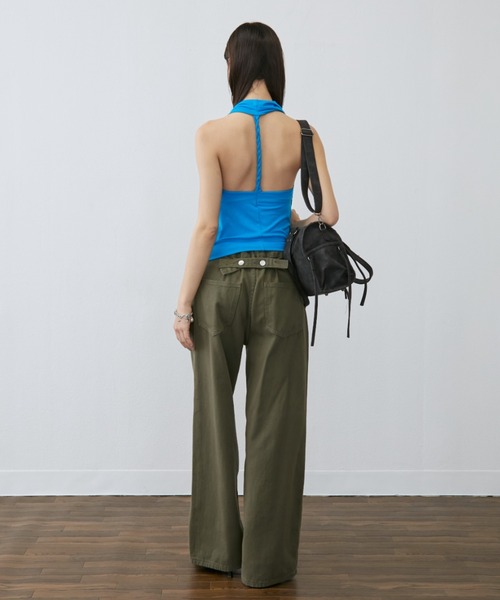 Rohwel（ローウェル）の「Back Belt Wide Pants / バックベルトワイドパンツ（チノパンツ・レディース・ベージュ/カーキ・MEDIUM/SMALL）」の8枚目の写真