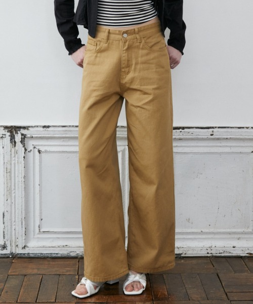 Rohwel（ローウェル）の「Back Belt Wide Pants / バックベルトワイドパンツ（チノパンツ・レディース・ベージュ/カーキ・MEDIUM/SMALL）」の3枚目の写真