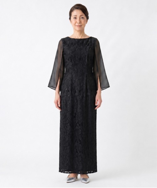kaene(カエン)の「フルラレースフレアースリーブドレス【eneak マザーズドレス 結婚式 母親 親族】(ドレス・レディース・ネイビー/ブラック・L)」の7枚目の写真