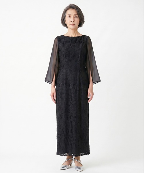 kaene(カエン)の「フルラレースフレアースリーブドレス【eneak マザーズドレス 結婚式 母親 親族】(ドレス・レディース・ネイビー/ブラック・L)」の9枚目の写真