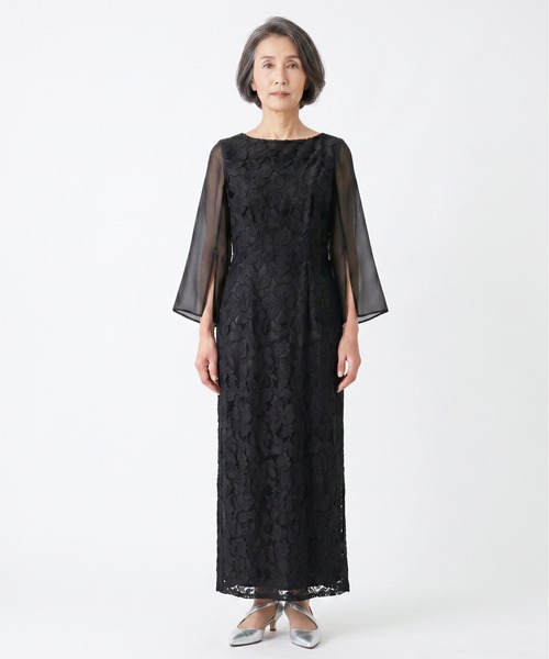 kaene(カエン)の「フルラレースフレアースリーブドレス【eneak マザーズドレス 結婚式 母親 親族】(ドレス・レディース・ネイビー/ブラック・L)」の11枚目の写真