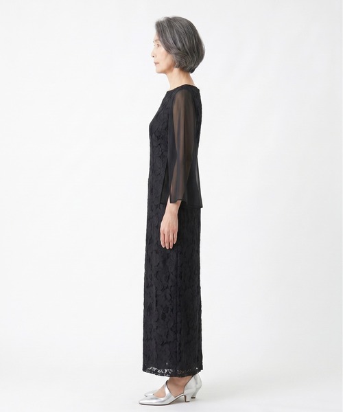 kaene(カエン)の「フルラレースフレアースリーブドレス【eneak マザーズドレス 結婚式 母親 親族】(ドレス・レディース・ネイビー/ブラック・L)」の12枚目の写真