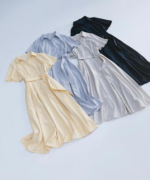 NATURAL BEAUTY BASIC(ナチュラルビューティーベーシック)の「追加生産【ちょうど、いい服】“初めまして”がうまくいく好印象ワンピース(ワンピース・レディース・イエロー/ブルー/ネイビー・SMALL/MEDIUM/LARGE/P/S)」の1枚目の写真