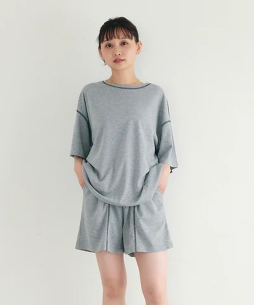 merrylatte(メリーラテ)の「配色ステッチTシャツ【IROHANI】(Tシャツ/カットソー・レディース・グレー・FREE)」の1枚目の写真