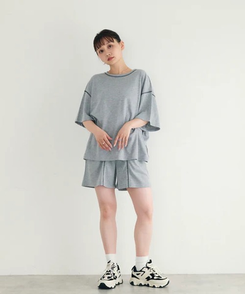 merrylatte(メリーラテ)の「配色ステッチTシャツ【IROHANI】(Tシャツ/カットソー・レディース・グレー・FREE)」の6枚目の写真