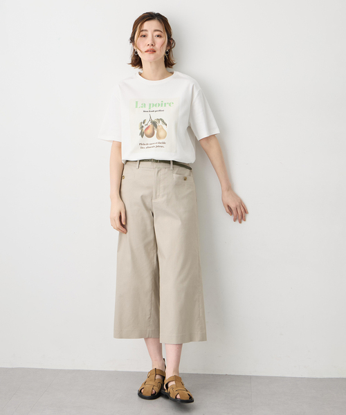 Petit Honfleur(プチオンフルール)の「【すご楽シリーズ】バーズアイストレッチセミワイドパンツ【後ろウエストゴム】(その他パンツ・レディース・ブラック/ベージュ/ネイビー・M/L)」の12枚目の写真