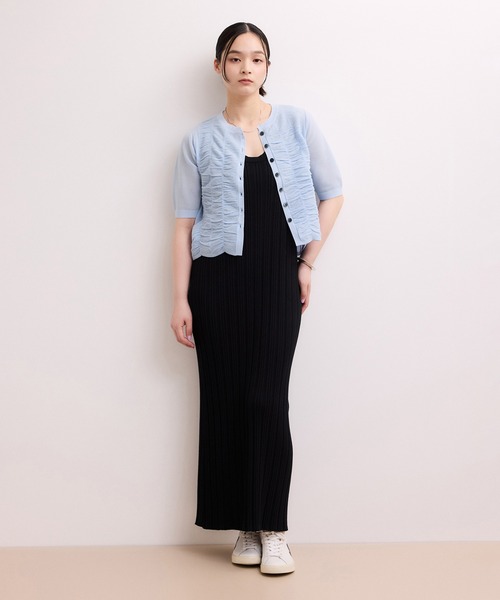 ADAM ET ROPE'(アダムエロペ)の「【WEB限定】シアーシャーリングカーディガン(カーディガン/ボレロ・レディース・ホワイト/ブラック/サックスブルー・FREE)」の6枚目の写真