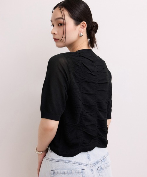 ADAM ET ROPE'(アダムエロペ)の「【WEB限定】シアーシャーリングカーディガン(カーディガン/ボレロ・レディース・ホワイト/ブラック/サックスブルー・FREE)」の8枚目の写真