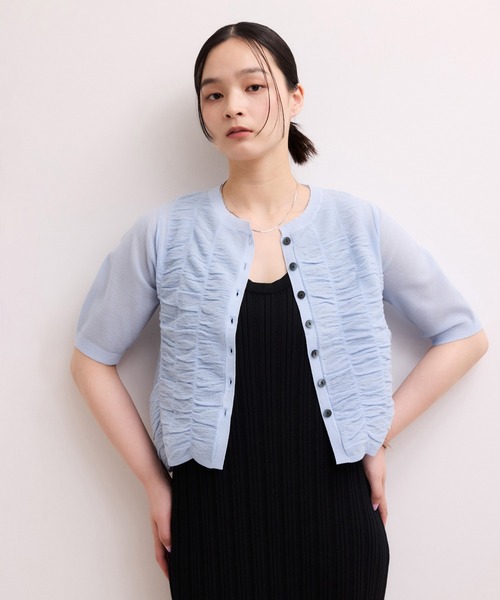 ADAM ET ROPE'(アダムエロペ)の「【WEB限定】シアーシャーリングカーディガン(カーディガン/ボレロ・レディース・ホワイト/ブラック/サックスブルー・FREE)」の12枚目の写真