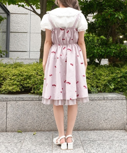 axes femme POETIQUE（アクシーズファムポエティック）の「チェリー×ローズ刺繍ＪＳＫ（ワンピース・レディース・ブラック/キナリ/ピンク・MEDIUM）」の6枚目の写真