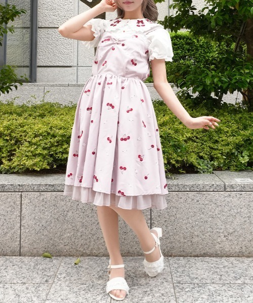 axes femme POETIQUE（アクシーズファムポエティック）の「チェリー×ローズ刺繍ＪＳＫ（ワンピース・レディース・ブラック/キナリ/ピンク・MEDIUM）」の7枚目の写真