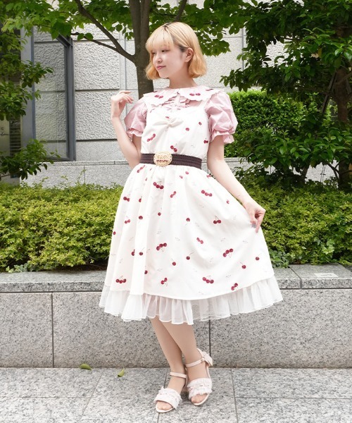 axes femme POETIQUE（アクシーズファムポエティック）の「チェリー×ローズ刺繍ＪＳＫ（ワンピース・レディース・ブラック/キナリ/ピンク・MEDIUM）」の16枚目の写真