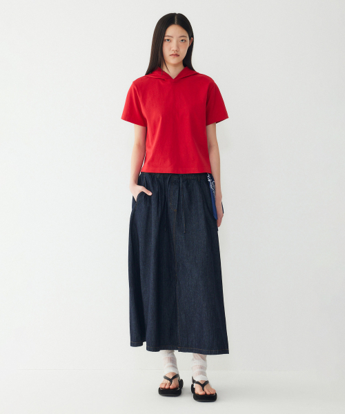 STUDIO TOMBOY(スタジオトムボーイ)の「フードパーカー半袖Tシャツ_レッド_9106222779(Tシャツ/カットソー・レディース・レッド・OS)」の3枚目の写真
