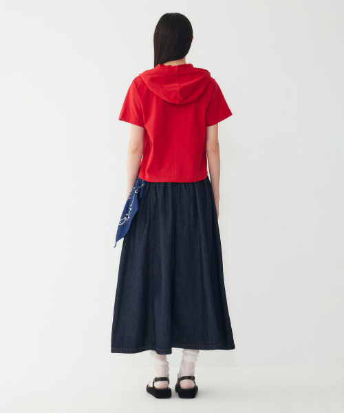 STUDIO TOMBOY(スタジオトムボーイ)の「フードパーカー半袖Tシャツ_レッド_9106222779(Tシャツ/カットソー・レディース・レッド・OS)」の4枚目の写真