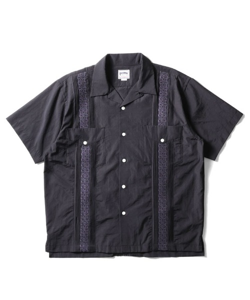 HOUSTON(ヒューストン)の「HOUSTON キューバシャツ(BOTANICAL)(シャツ/ブラウス・メンズ・ブルー/オフホワイト/ブラック・MEDIUM/X-LARGE/XX-LARGE/LARGE)」の1枚目の写真