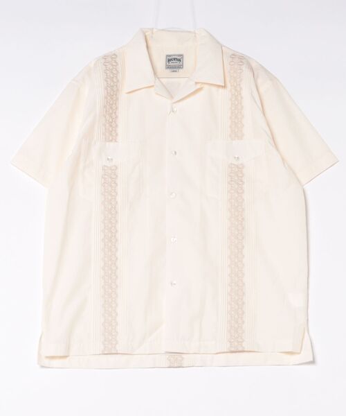 HOUSTON(ヒューストン)の「HOUSTON キューバシャツ(BOTANICAL)(シャツ/ブラウス・メンズ・ブルー/オフホワイト/ブラック・MEDIUM/X-LARGE/XX-LARGE/LARGE)」の5枚目の写真